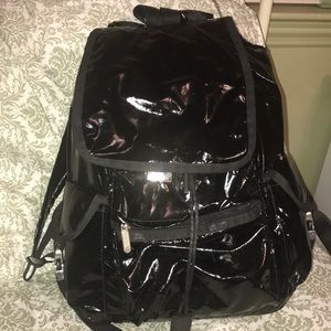 Lesportsac black shiny backpack